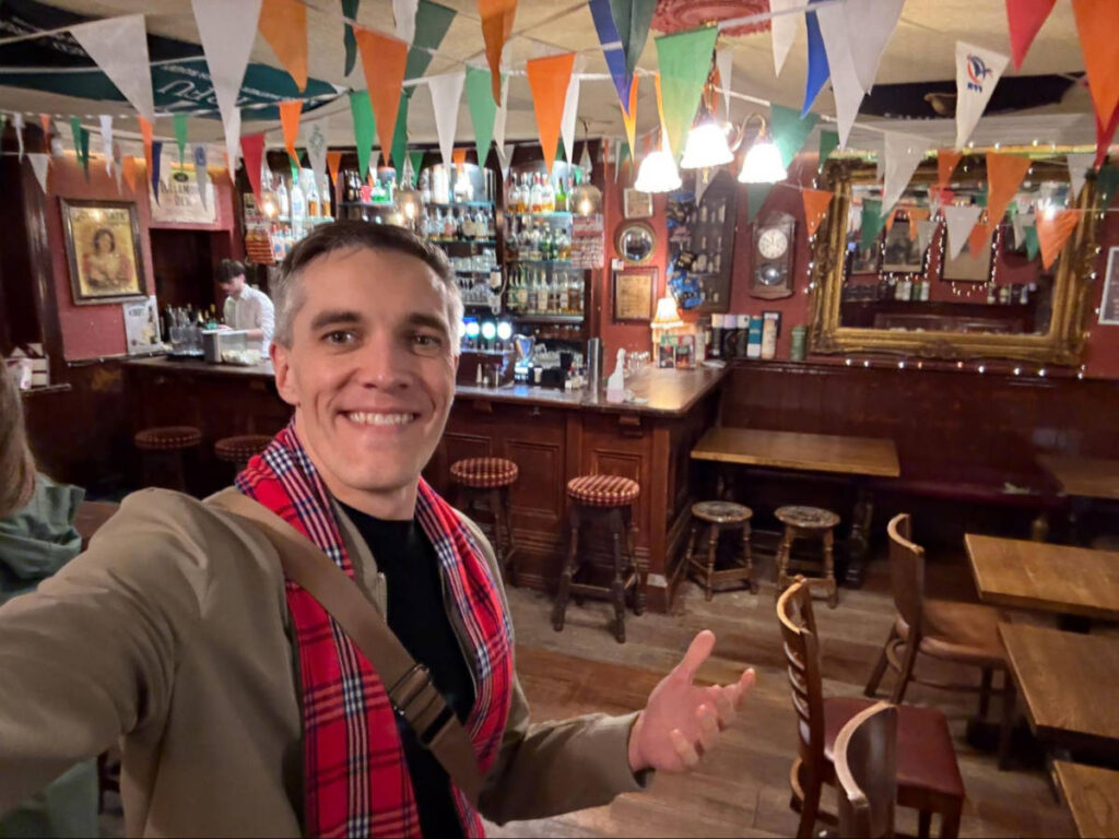 Travel Lemming founder Nate taking a selfie inside The Brazen Head