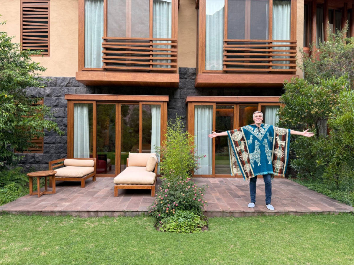 The author Nate Hake, showing the patios surrounded by greenery