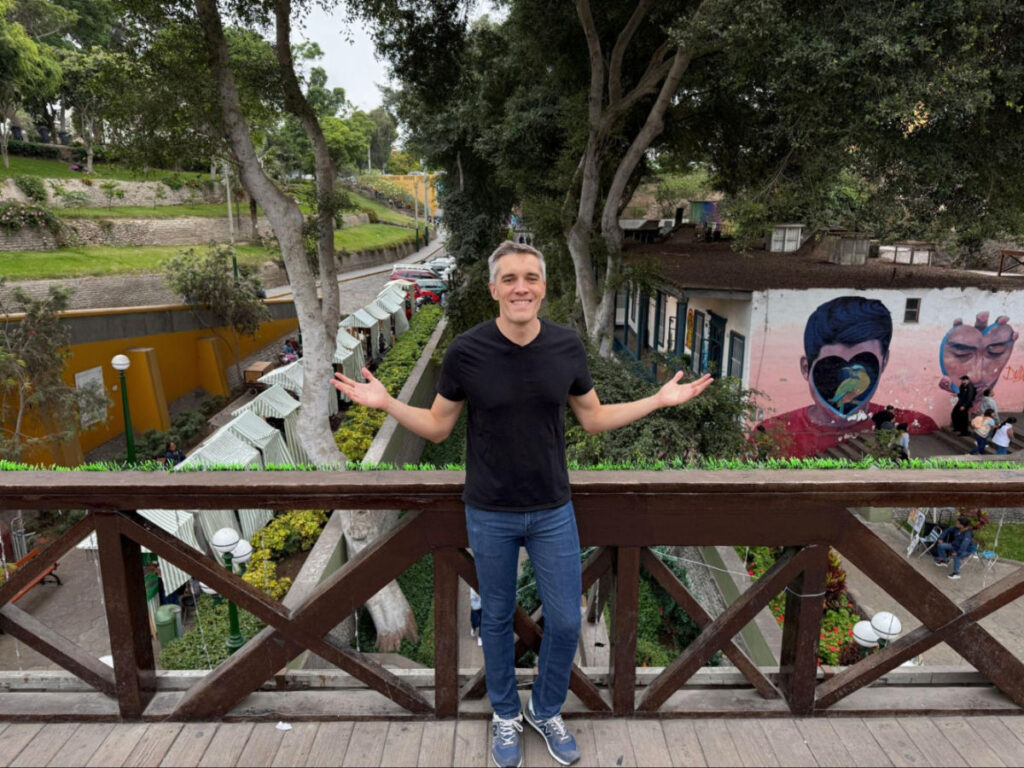 Author Nate standing on Barranco’s Bridge of Sighs