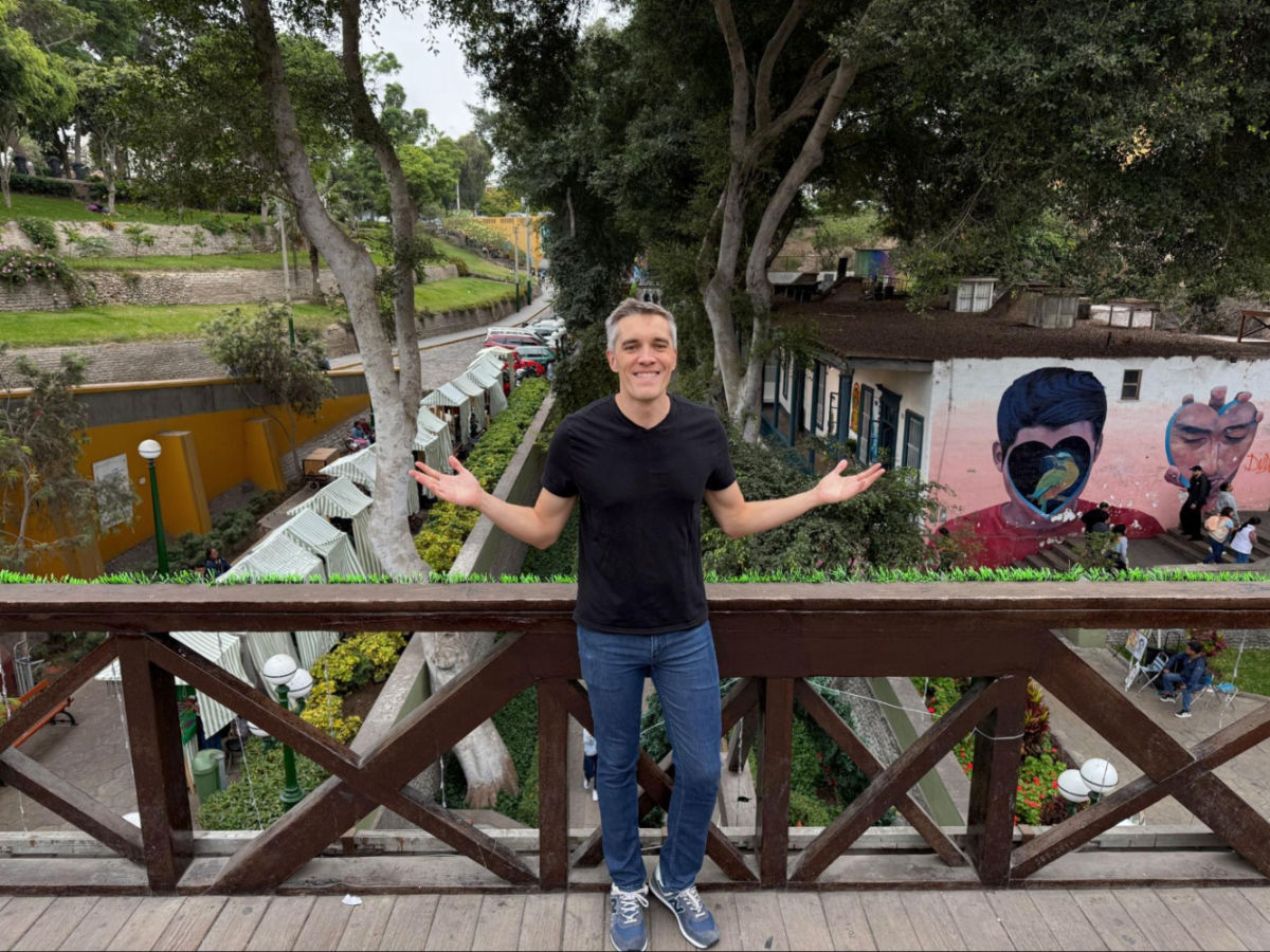 Author Nate standing on Barranco’s Bridge of Sighs
