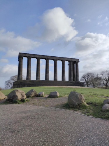 View of the National Monument of Scotland on sunny day