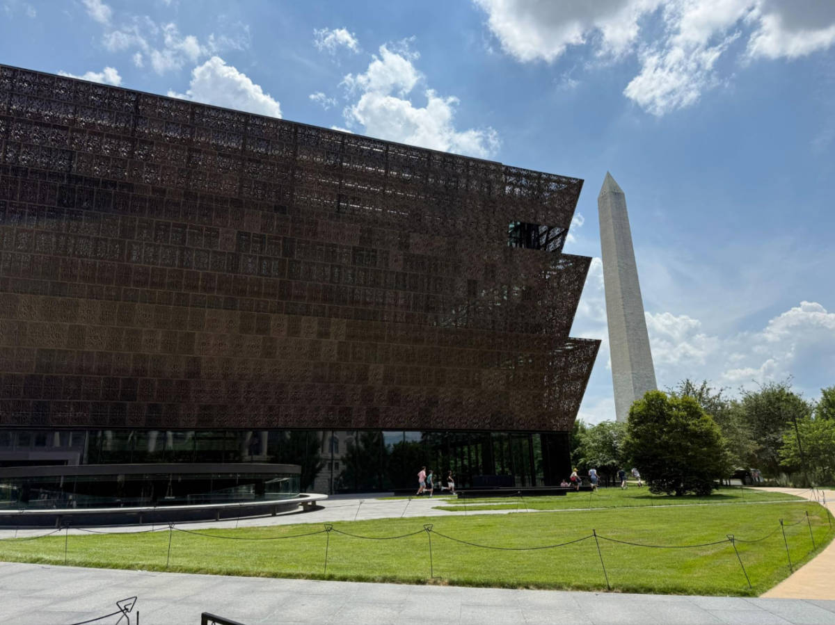 The Smithsonian National Museum of African American History and Culture building from the outside
