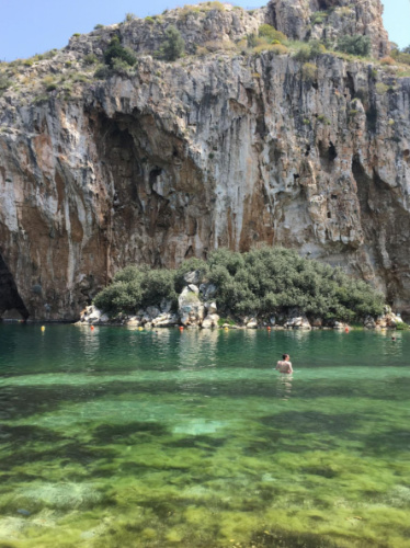 View of the natural spa waters at the Lake Vouliagmeni