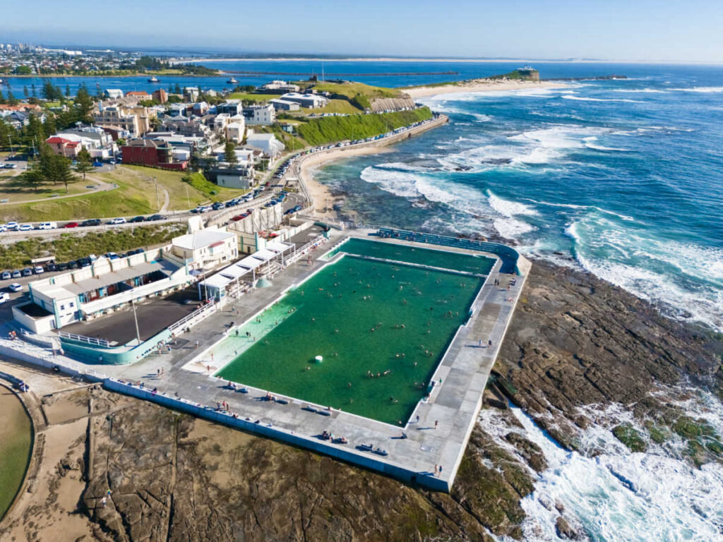 Aerial view of the Newcastle Ocean Baths