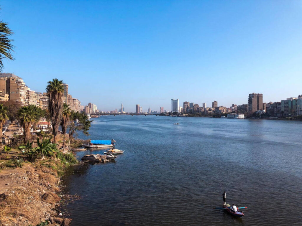 Clear blue sky over the Nile River