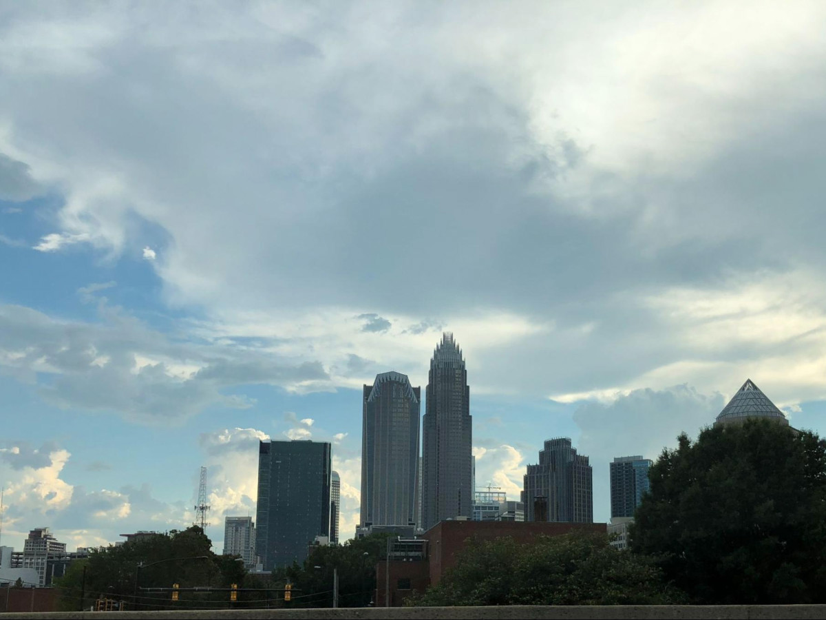 Panoramic view of the skyline of North Carolina on a gloomy day