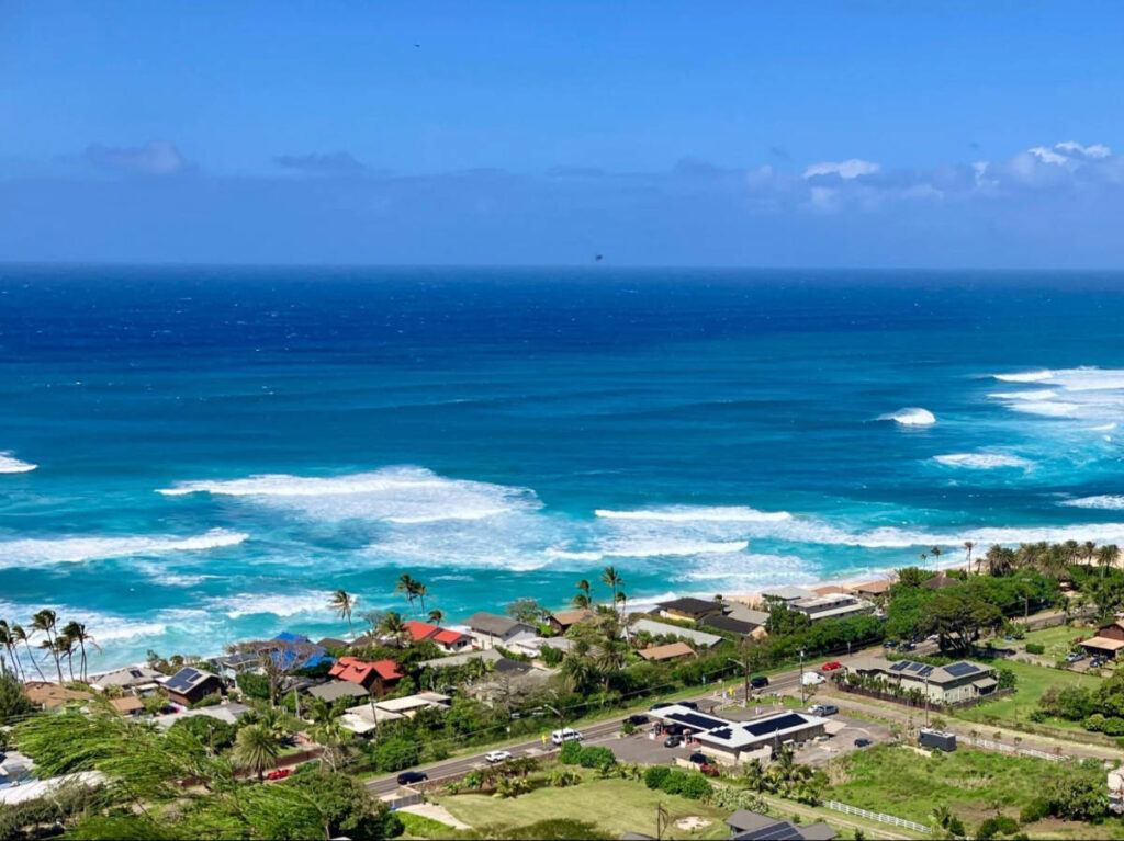 Aerial view of the waves on the North Shore