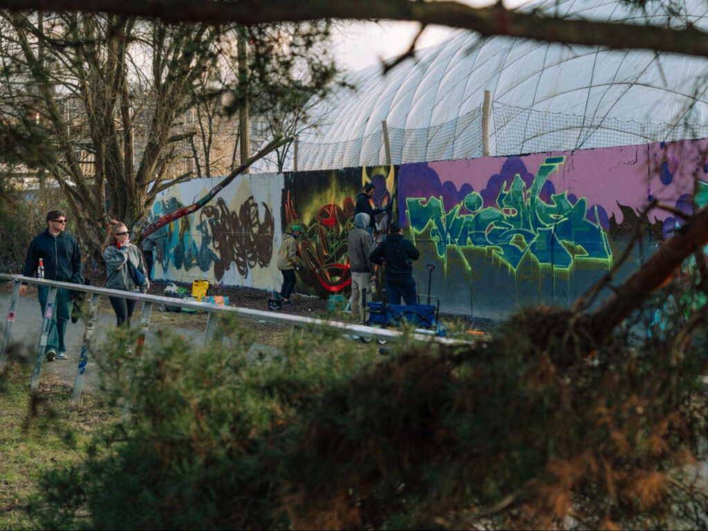 View of the murals along the North Side Gallery