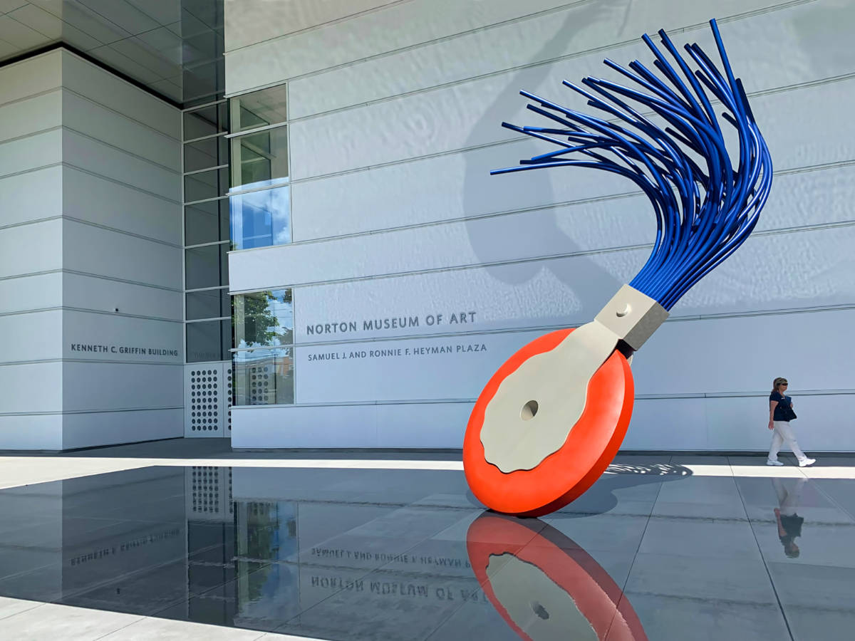 The “Typewriter Eraser” art work at the entrance of Norton Museum of Art