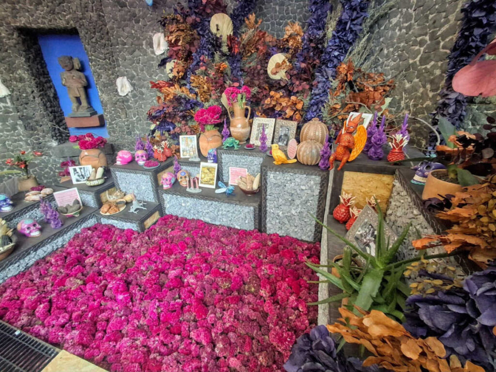 The colorful ofrendas at the Frida Kahlo Museum