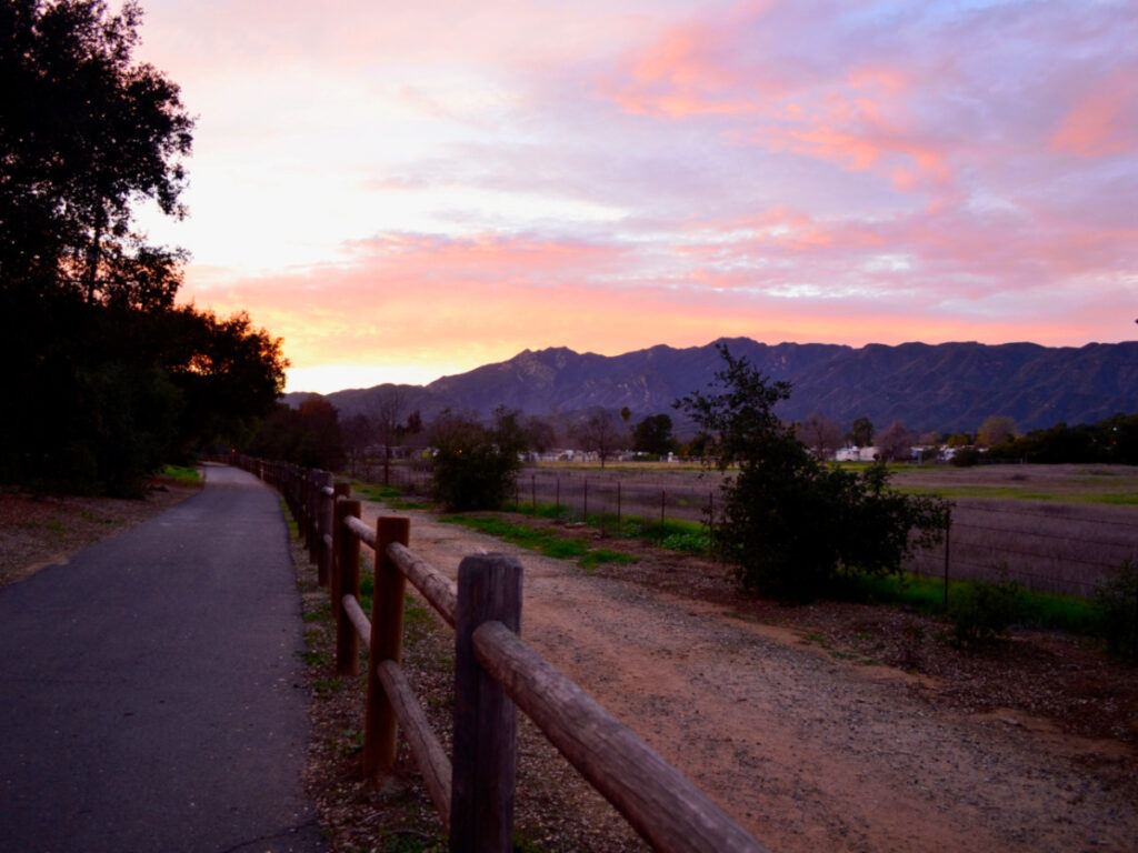 A wooden fence along the Ojai Valley Bike Trail