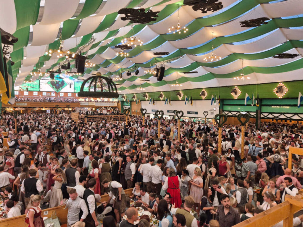 The crowd in a tent on Oktoberfest