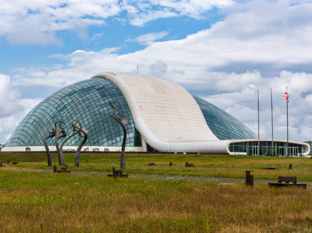 View of the dome structure of the former parliament building from a distance