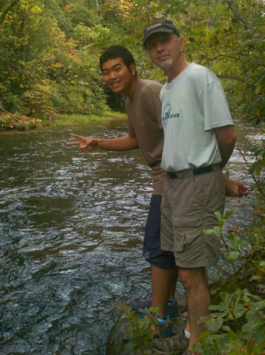 Author Lea Rose Allbaugh's dad and Tem on a hike circa 2013
