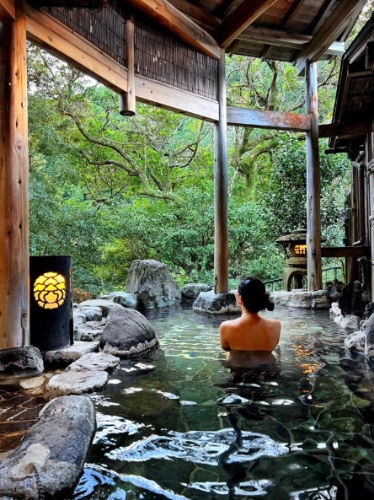 Lia Tee enjoying her day at the onsen getaways in Japan