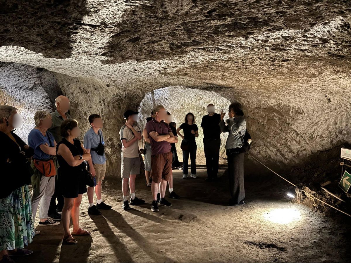 A group of tourists on the Orvieto Underground Tour