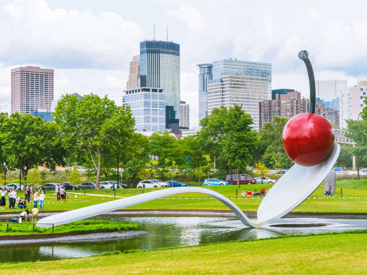 An outdoor sculpture in Walker Art Center