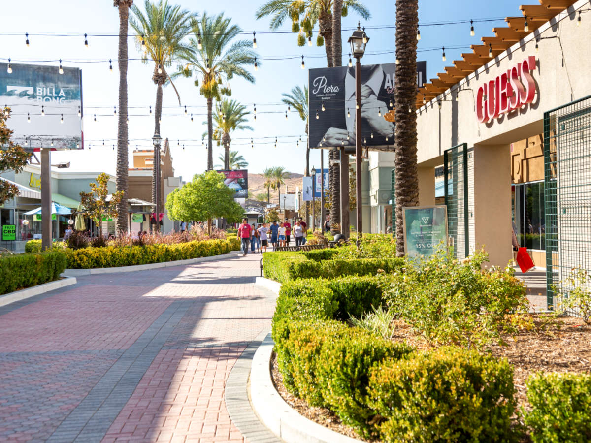 View of the outlets along the Lake Elsinore
