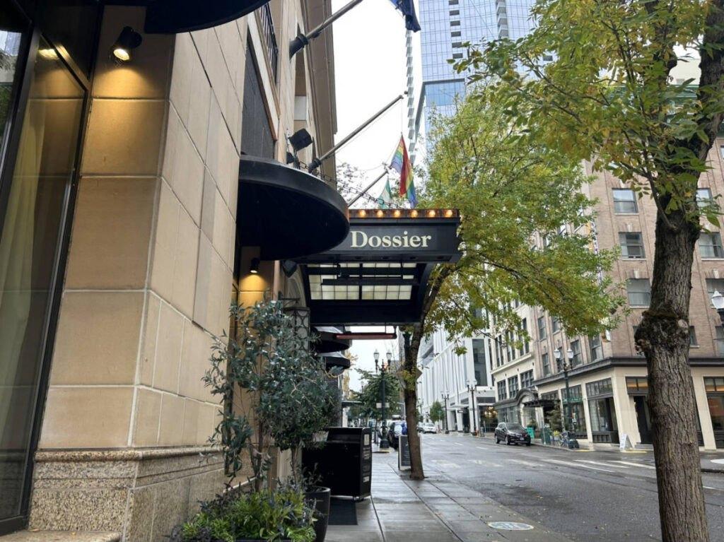 View of the entrance of The Dossier Hotel