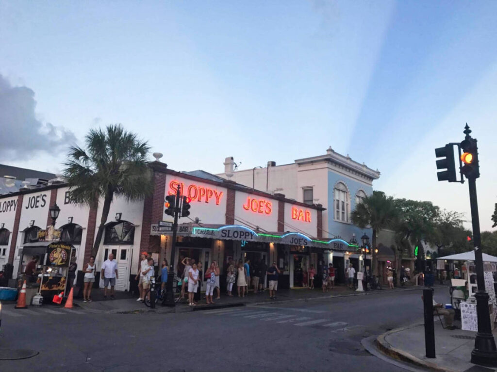 View of the people outside the Sloppy Joe’s Bar