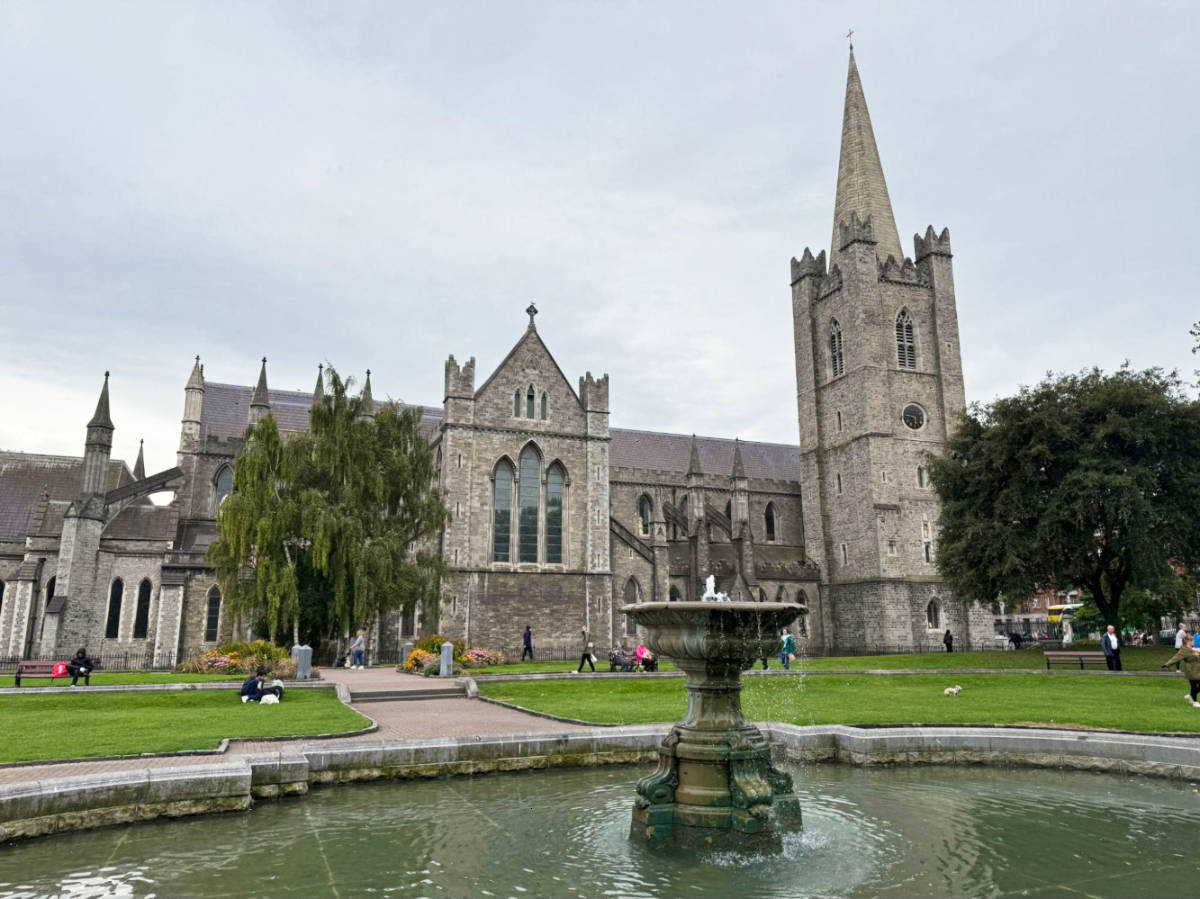 View of the St. Patrick’s Cathedral from the fountain area