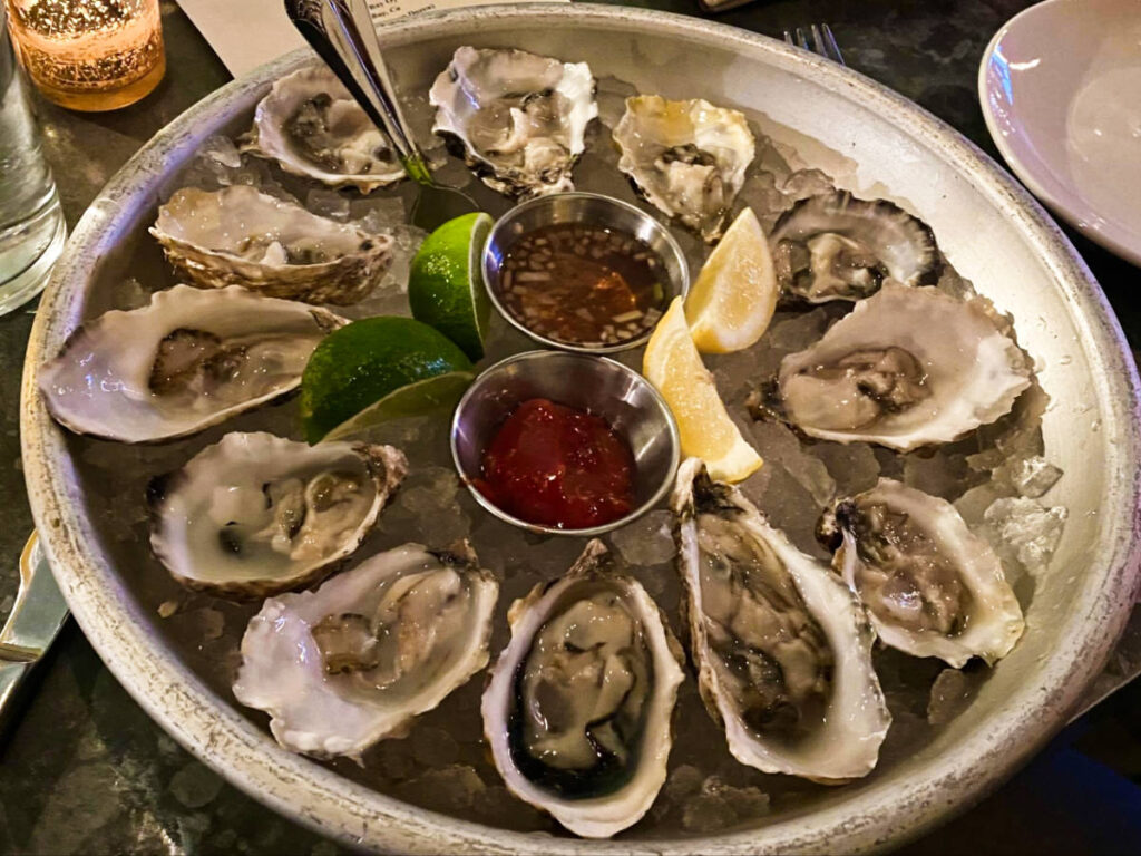 Closeup look of the oysters at Bar Crudo