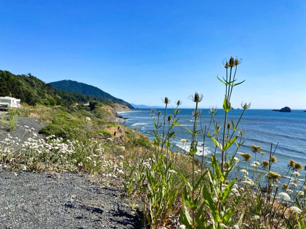 View of the scenic coastal views from the Pacific Coast Highway