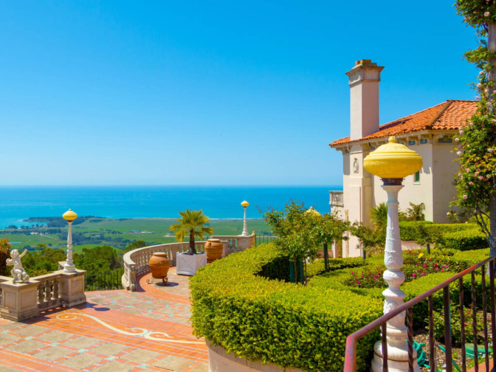 Overlooking view of the Pacific Ocean from  the Hearst Castle