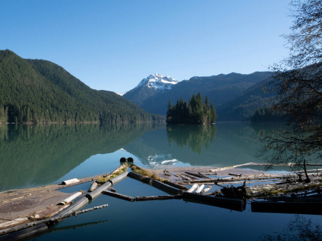 Clear blue sky over the Packwood Lake