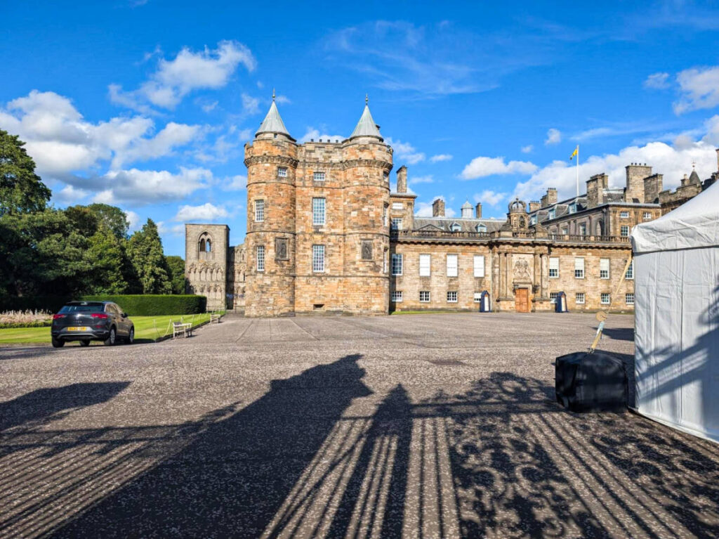 Exterior view of the Palace of Holyroodhouse on a sunny day