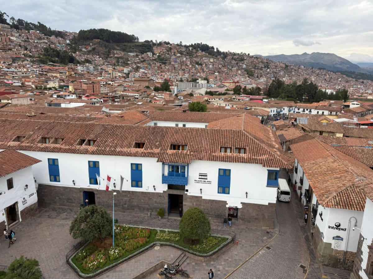 Overlooking view of the Palacio del Inka and town from the bell tower of the Church of Santo Domingo