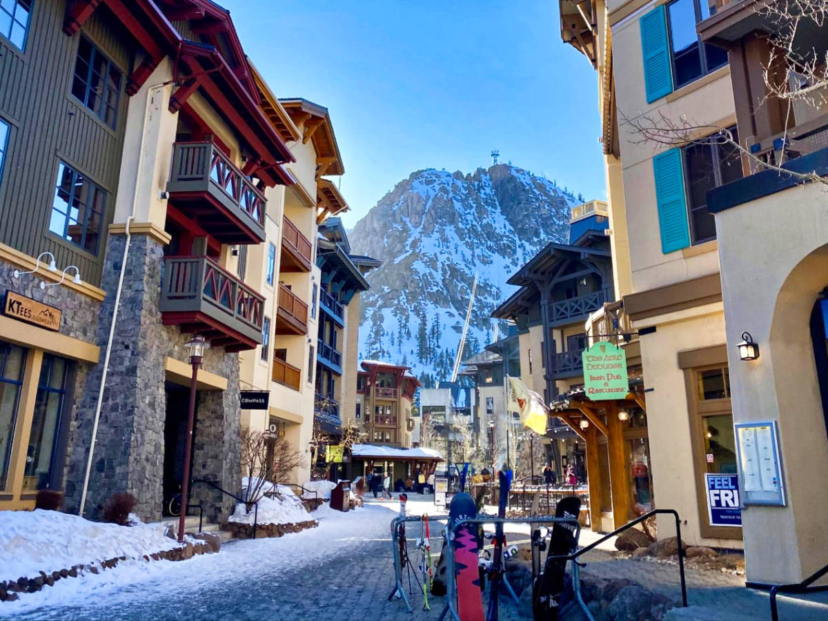 Palisades Ski Resort from a street in Olympic Village