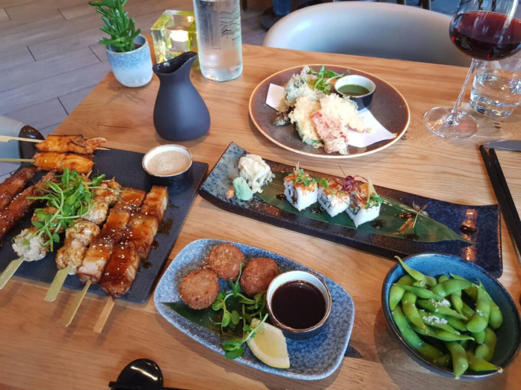 Variety of Japanese foods at Mizu Restaurant