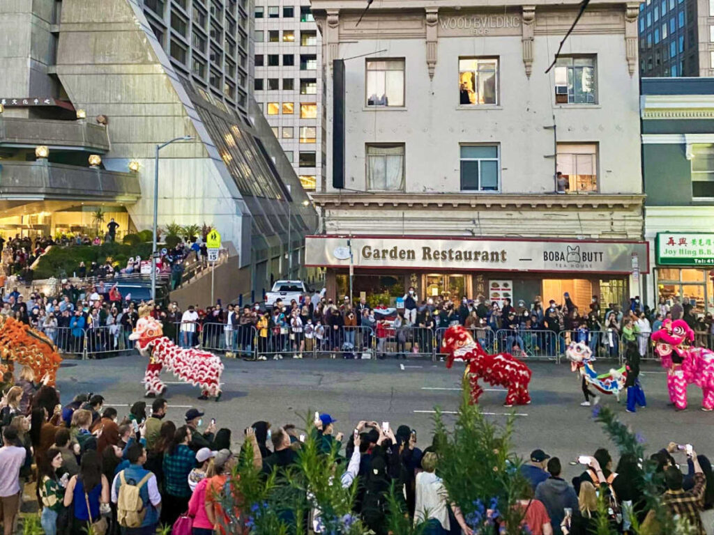 The crowd watching the parade of dragons from Portsmouth Square