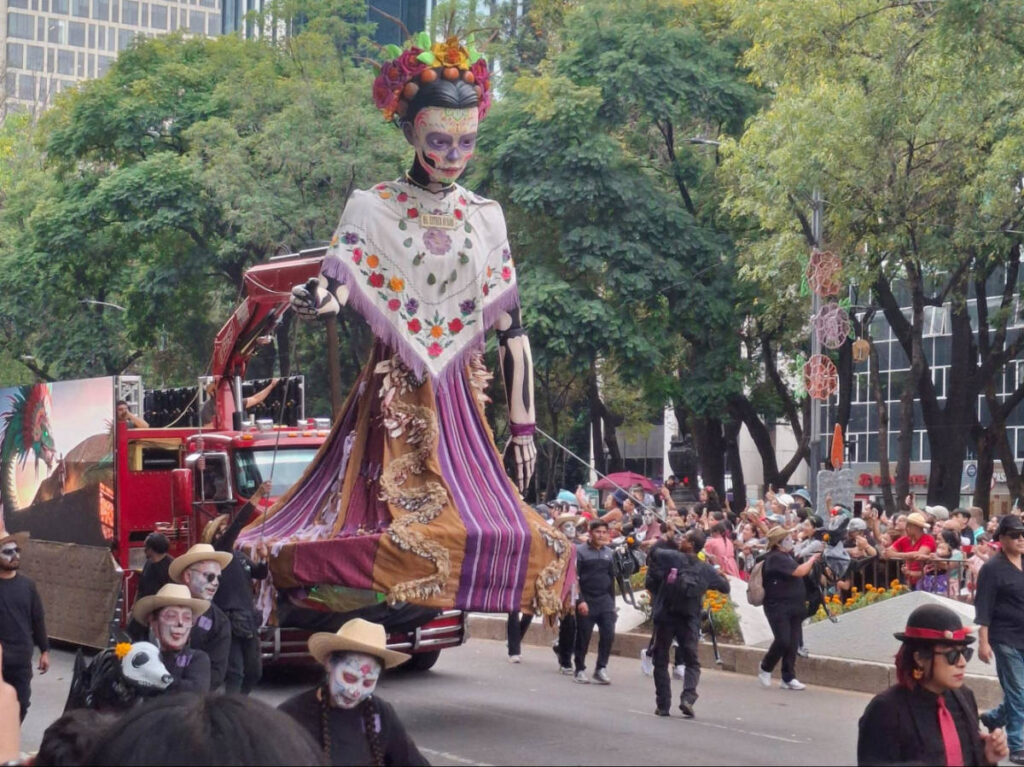 A huge Catrinas at the Great Day of the Dead Parade along Paseo de la Reforma