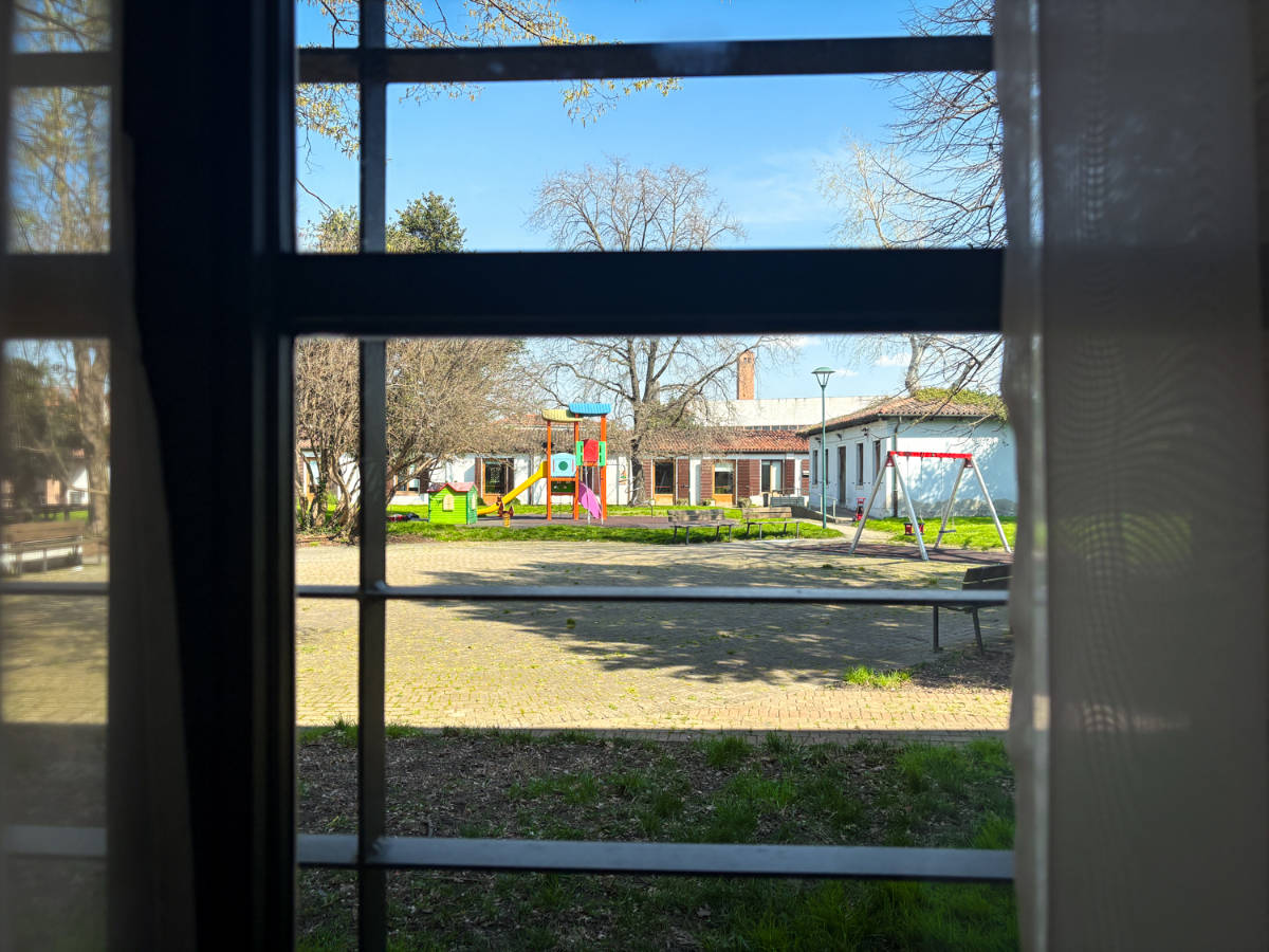 View of the playground from the window of the hotel room