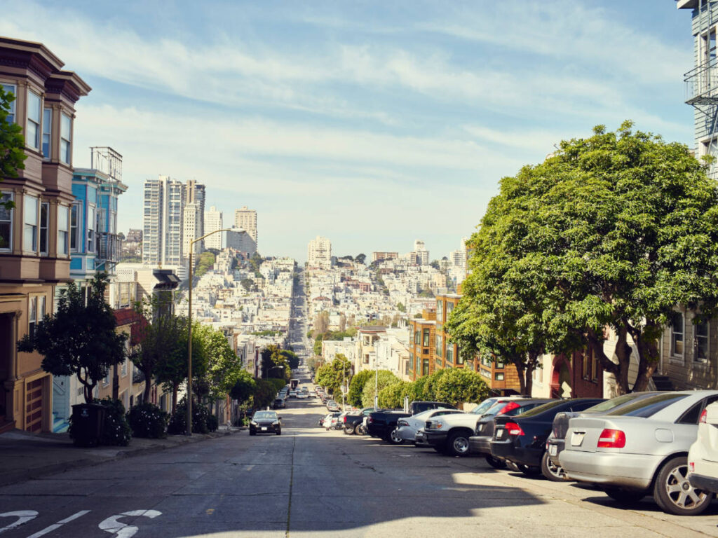 Cars parked on a street