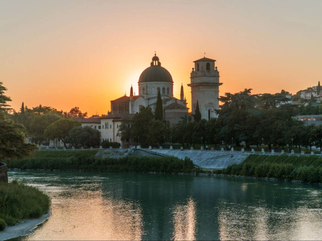 Scenic view of the sunset behind the Parrocchia di San Giorgio in Braida