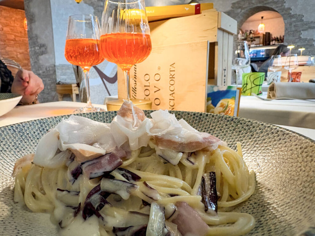 A plate with pasta from Murano Trattoria Valmarana