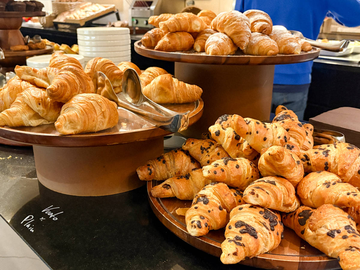 Closeup look of the pastries at the breakfast buffet