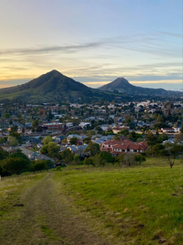 View of the mountain peaks in San Luis Obispo at sunset