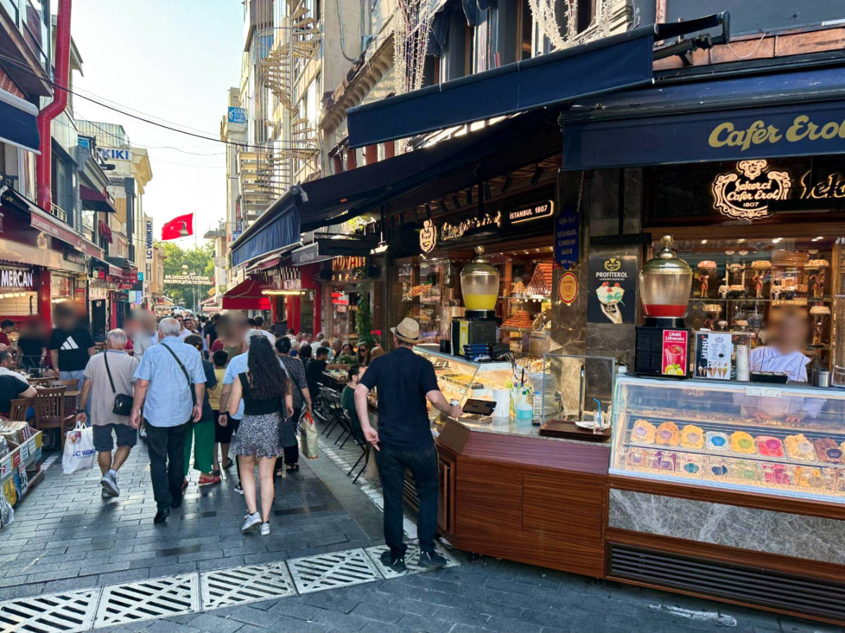 The busy pedestrian shopping street in Kadıköy