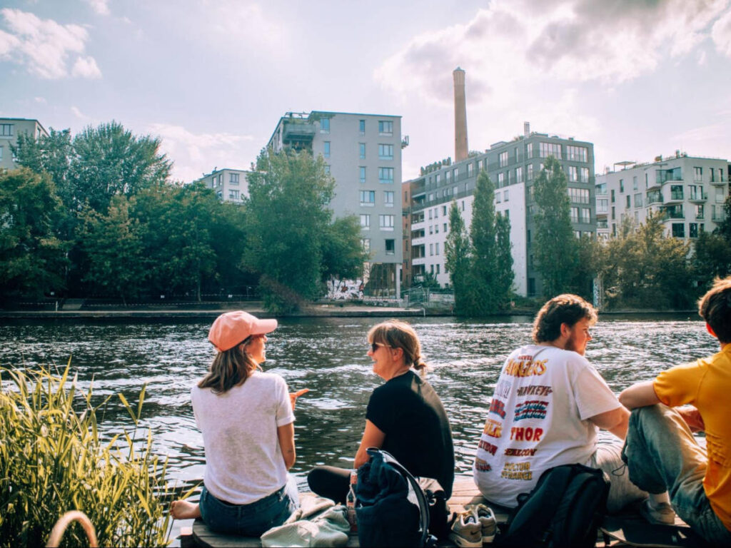 People enjoying near the lake