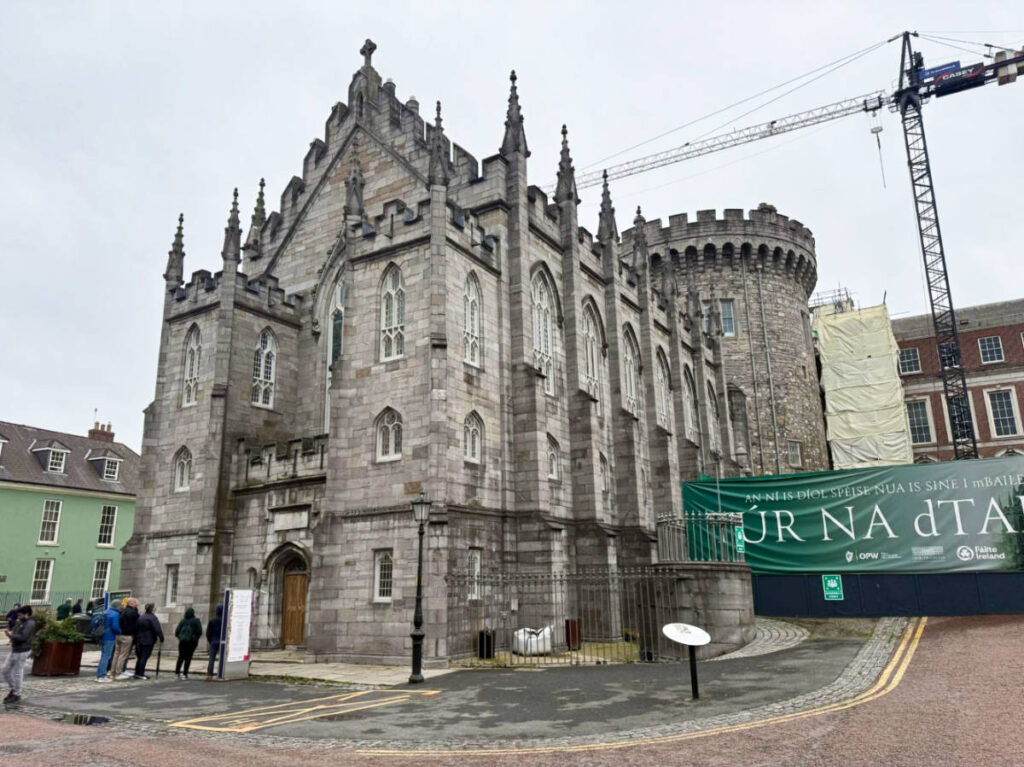 People lining up outside the Dublin Castle