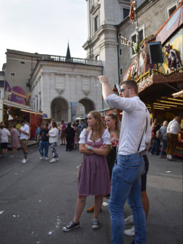 Tourists wearing Austrian costume in Salzburg
