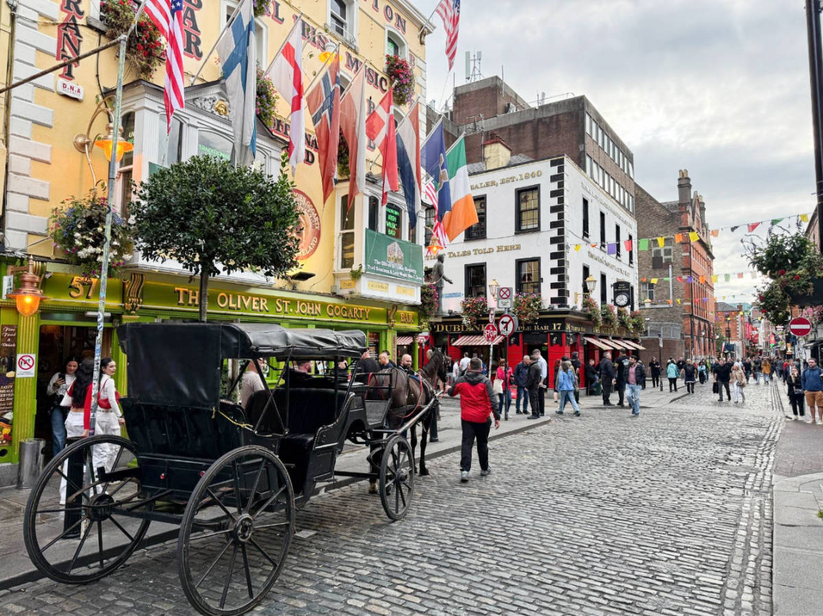 View of people at the Temple Bar