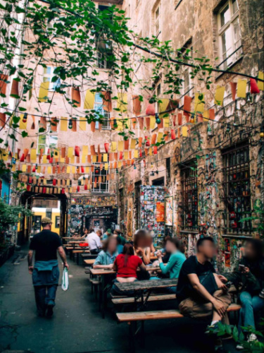 People chilling at the courtyard of Kino Central