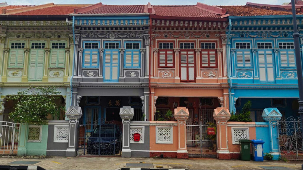 View of the colorful Peranakan Houses on Katong’s Koon Seng Road