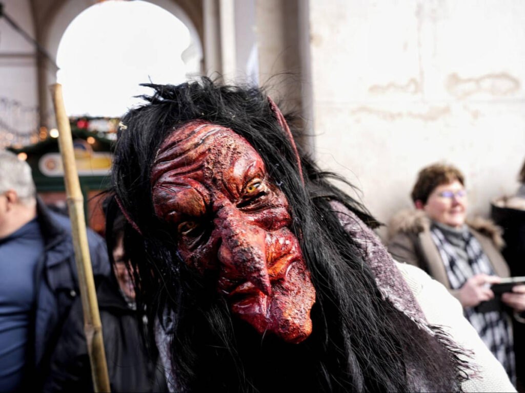 Closeup look of a man wearing Perchtenlauf