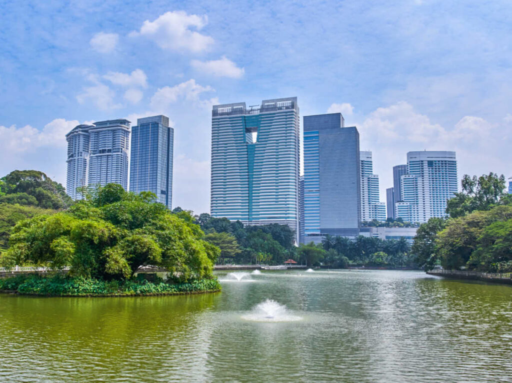 The city skyline seen from the Perdana Botanical Gardens
